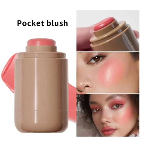 3-in-1Blush Stick Lasting Brightens Facial Cheek Stick Moisturizing Flash Lip Gloss Makeup Lip Gloss Face Rouge - Image 2