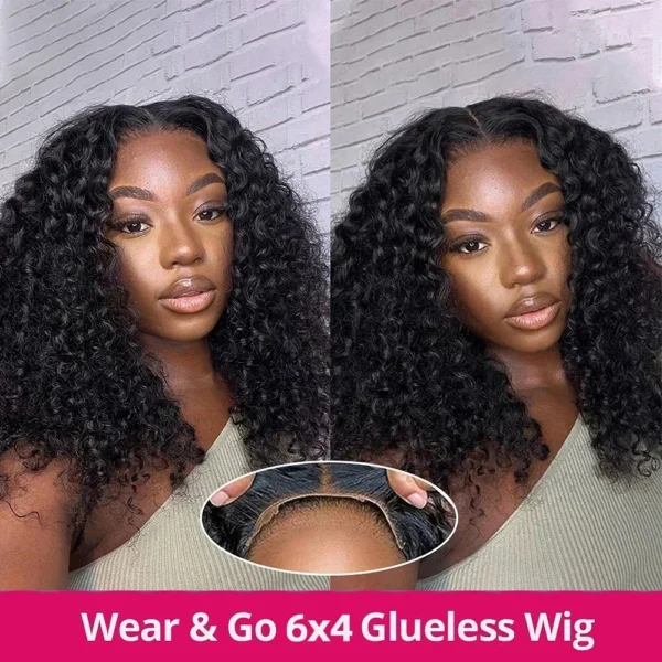 Wear And Go Water Wave Bob Lace Wig For Women Curly 6x4 Glueless Human Hair Wig 4x4 Ready To Go Human Hair Wigs Pre-Cut Lace Wig - Image 5