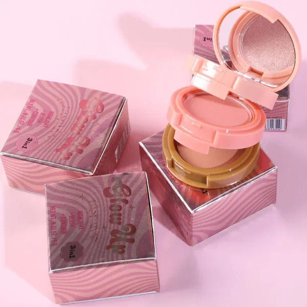 3 In 1 Matte Highlighter Contouring Blush Palette Pearly Shiny Eyeshadow Multifunctional Face Makeup Palette Female Cosmetic - Image 5