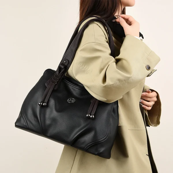 High Quality Soft Leather Handbags for Women Vintage Shoulder Tote Bag Luxury Designer Ladies Large Capacity Top-Handle Bags Sac - Image 3
