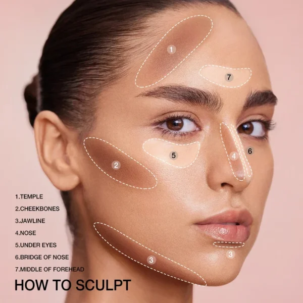 O.TWO.O Contour Stick Cream Long-wear Lightweight Brighten Stick Easy to Sculpt Face Concealer Bronzer Contouring Makeup Pen - Image 2