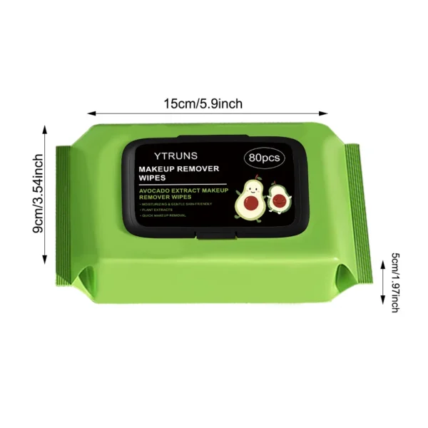 80 PCS Avocado Scented Makeup Removing Wipes - Deep Cleansing, Travel-Friendly, Single-Use - Image 4