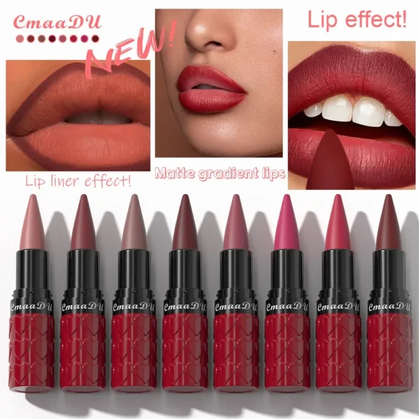 Velvet Matte Lipstick Pencil Waterproof Long-Lasting Sexy Nude Red Brown Non-Sticky Solid Lip Gloss Lip Liner Makeup - Image 3