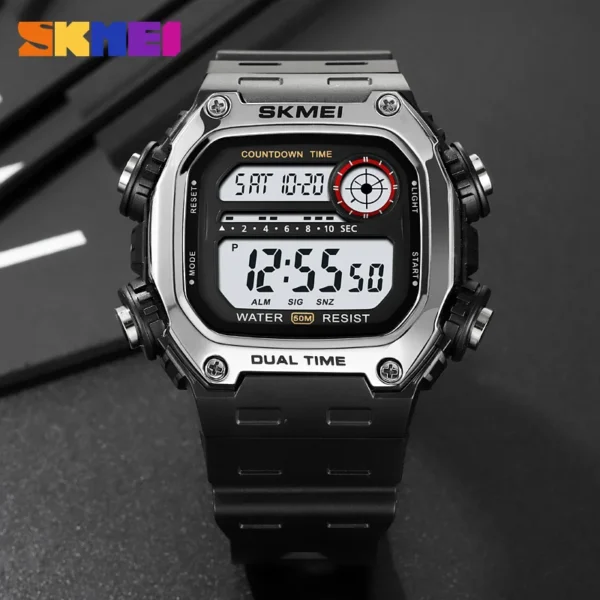 SKMEI 2126 Digital Countdown Sports Watch for Men LED Display Waterproof Stopwatch Mens Wristwatches Alarm Clock Montre Homme - Image 2