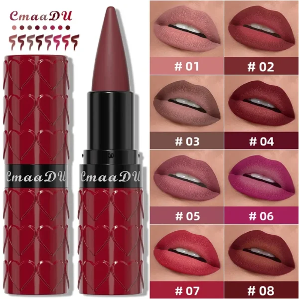 Velvet Matte Lipstick Pencil Waterproof Long-Lasting Sexy Nude Red Brown Non-Sticky Solid Lip Gloss Lip Liner Makeup