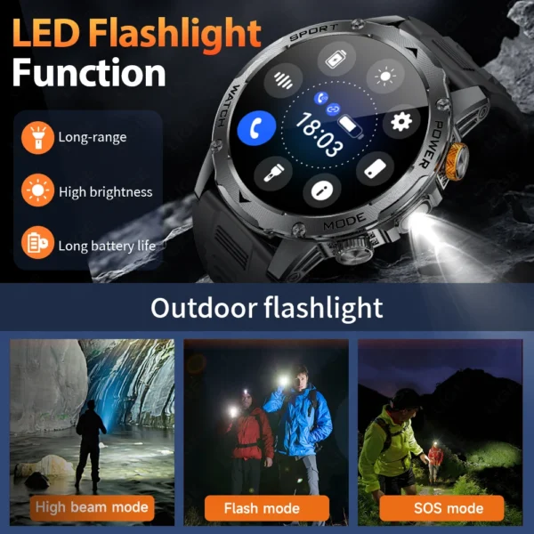 LIGE 2025 New For HUAWEI Xiaomi 1000mah AMOLED Smart Watch Men Sports Fitness LED Flashlight 3ATM Waterproof BT Call Smartwatch - Image 6