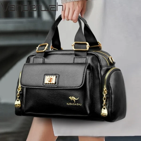 High Quality PU Leather Shoulder Bag for Women Crossbody Tote Hand Bag Ladies Messenger Multi-pocket Handbag for Daily Commuting