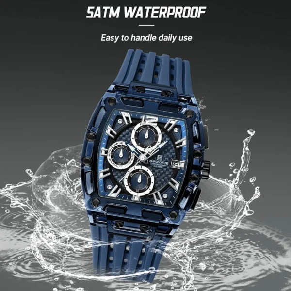 NAVIFORCE Fashion Men Watch Quartz Chronograph Clock 3ATM Waterproof Silicone Band Sports Casual Date Display Male Wristwatches - Image 4