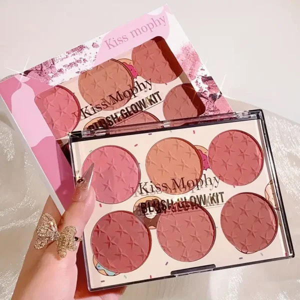 6-color blush palette, matte effect, natural long-lasting, high pigment, daily multi-color makeup set - Image 2