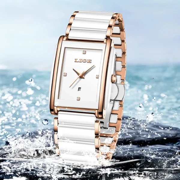LIGE New Square Watch Women's Watch Fashion Waterproof Women's Quartz Wristwatch Elegant Stainless Steel Bracelet Watch Ladies - Image 4