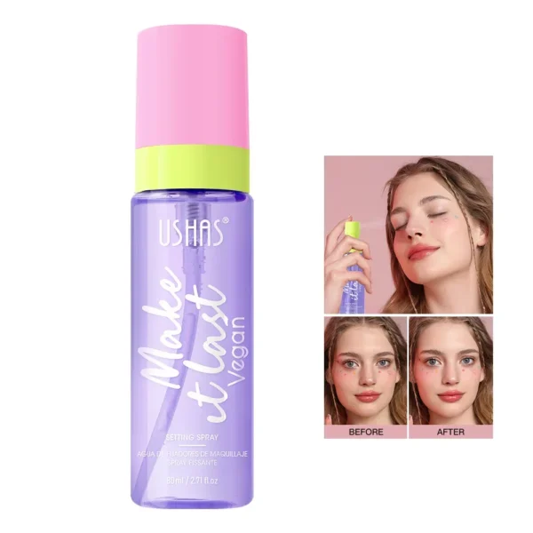 USHAS 80ml Setting Spray Waterproof, Moisturizing Oil-Control & Hydrating Long-Lasting Makeup Fixer