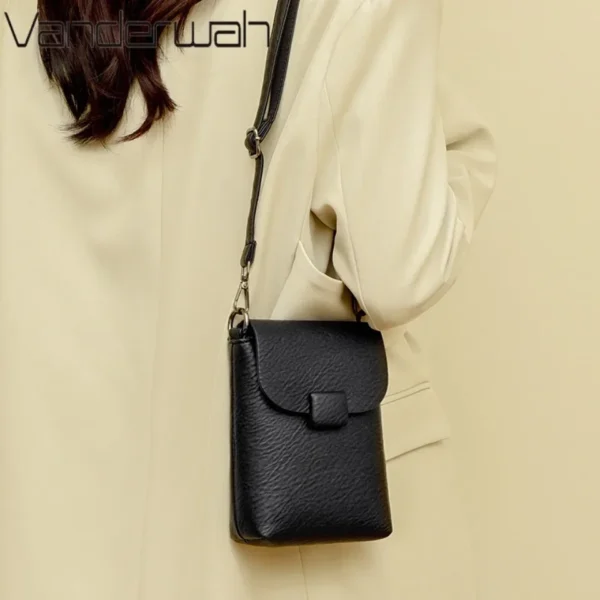 Small Phone Bag Flap Shoulder Bags For Women Soft Leather Solid Color Purse Luxury Designer Ladies Crossbody Bag Commuting Sac - Image 3