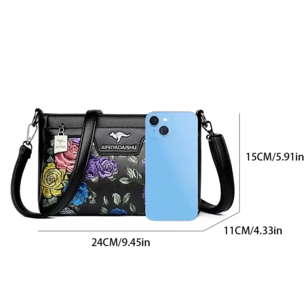 Women Floral Patterned Shoulder Bags High Quality Leather Crossbody Bag Elegant Ladies Commuting Handbags Versatile Stylish Sac - Image 4