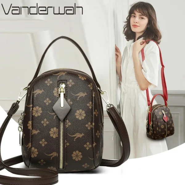 Two Layers Women's Printed Leather Small Shoulder Phone Bags Ladies Handbags Crossbody Bag High Quality Messenger Bag Sac A Main