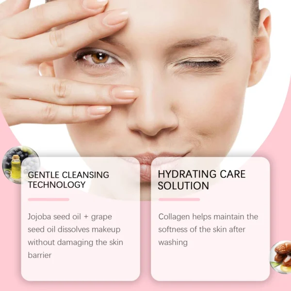 Collagen Makeup Remover Oil Jojoba Oil Makeup Remover Deep Cleansing Pore Dirt Gentle Daily Emulsifying Facial Cleanser Cosmetic - Image 5