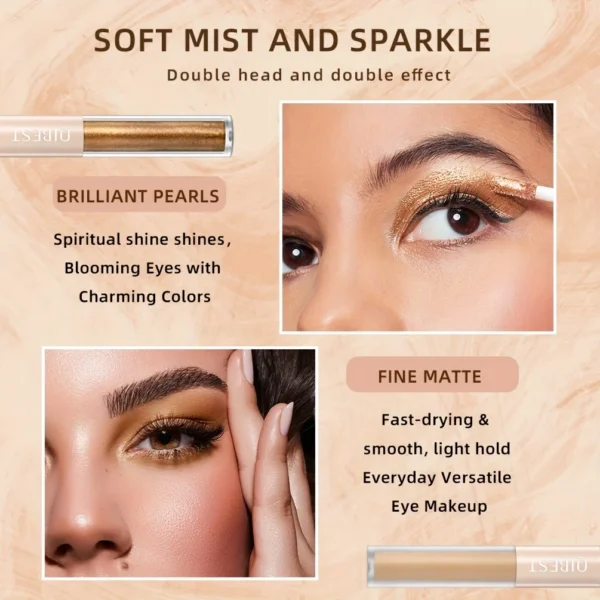 6pcs Liquid Eyeshadow Set,Pearly Glitter Matte Double Ended Eyeshadow,Pearly And Matte Finish,Smooth Delicate Texture Eyeshadow - Image 5