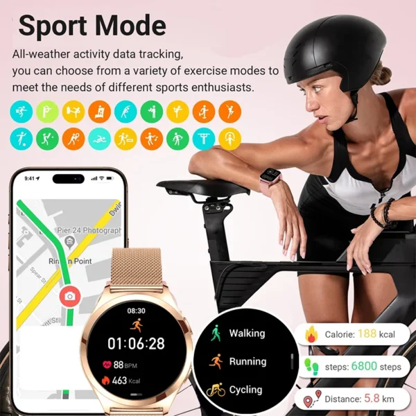2025 Smart watch Ladies Full touch Screen Sports Fitness watch IP68 waterproof Bluetooth Call For Android iOS Smart watch Female - Image 4