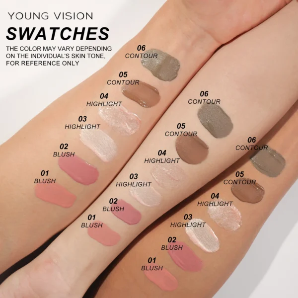 YOUNG VISION air cushion, powder blusher, high gloss stick, makeup liquid, rouge, 6 colors optional - Image 5