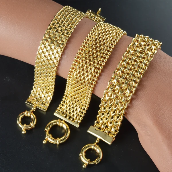 New 18MM wide copper chain bracelet unisex 18K gold plated wristband Miami Sidewalk bracelet Punk Hip Hop Jewelry party gift - Image 3