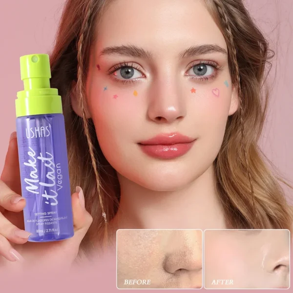 USHAS 80ml Setting Spray Waterproof, Moisturizing Oil-Control & Hydrating Long-Lasting Makeup Fixer - Image 3