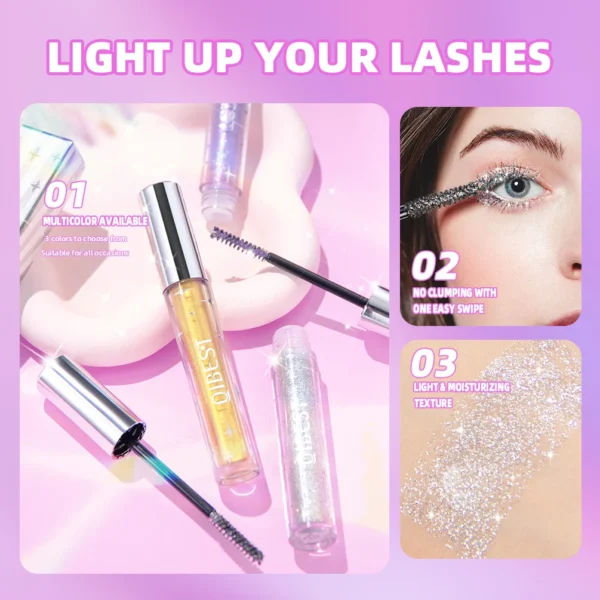 QIBEST 3 Colors Diamond Glitter Mascara Long Lasting Makeup 3D Volume Eyelashes Curling Shimmer Mascara Eye Lash Female Cosmetic - Image 4