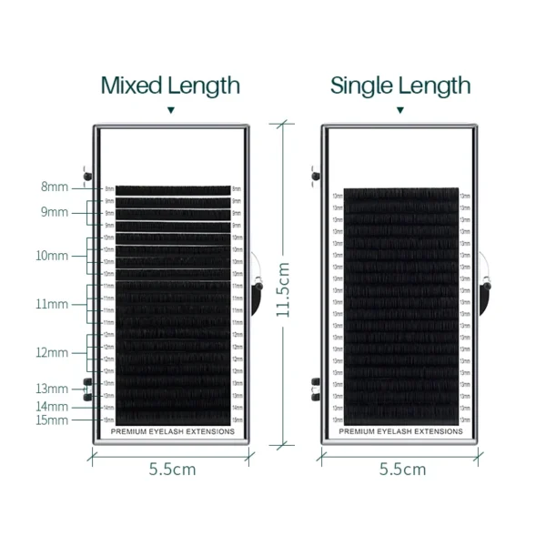 H&L SINCE 1990 20Rows Eyelash Extensions Supplies Individual Lashes Premium Silk Volume Classic Lash Soft Matte Darker Black - Image 4