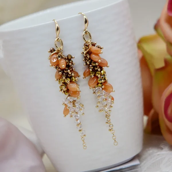 2025 New Drop Shape Long Tassel Earrings Ethnic Style Exaggerated Glass Crystal Earrings Bohemian Accessories for Women