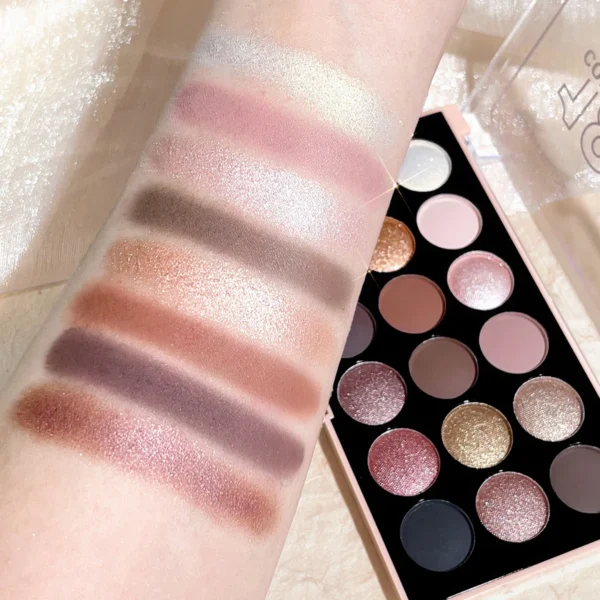 18-Color Eyeshadow Palette – Pearlescent, Matte, Fine Shimmer, Glitter, Earth Tones, Long-Lasting, High-Performance - Image 4