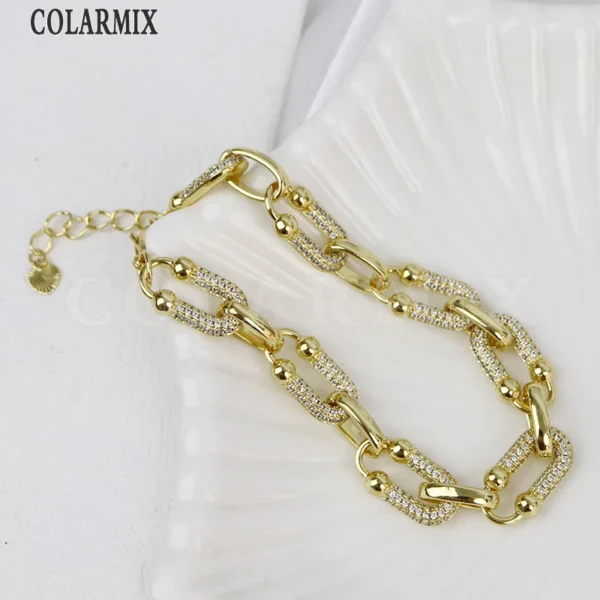 Classic Zircon U Shape Bracelet 18K Gold Plated Gold Chains Fashion Jewelry Style 40435 - Image 5