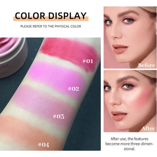 3D Petal Rose Makeup Blush 4 colors Gift Highlighter Rare Beauty Blush Rubor Forma Rosa Real Rose Flower Blush Shimmer Makeup - Image 5