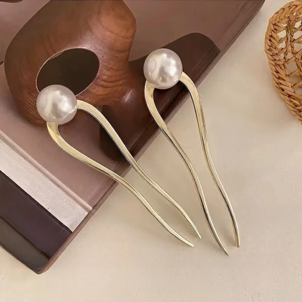 New Pearl Hairpins Korean U-shaped Metal Shell Hair Clip Pins Women Girls Hair Sticks Bun Maker Hair Styling Accessories Gifts - Image 3