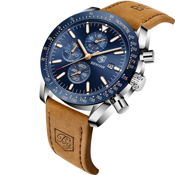 SAPPHERO Classic Quartz Men's Watch Chronicle Waterproof Men's Watch Leather Strap Business Casual Sports Clock - Image 3
