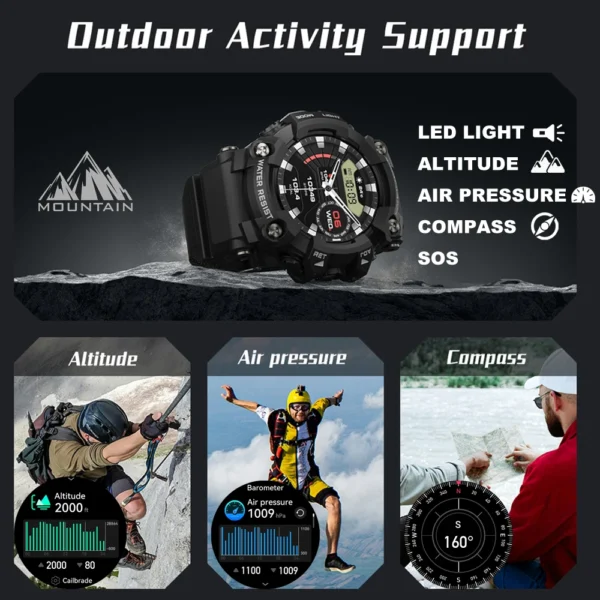 T6 Ultra Altitude Barometer Men's Smartwatch Bluetooth Talking Compass air pressure Multi Sport Smart watch for ios Android - Image 3