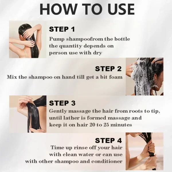 100ml/500ml Hair Dye Shampoo 3in1 Darkening Hairs Instant Gray To Black Polygonum Multiflorum Natural Coloing Cover for Women - Image 6