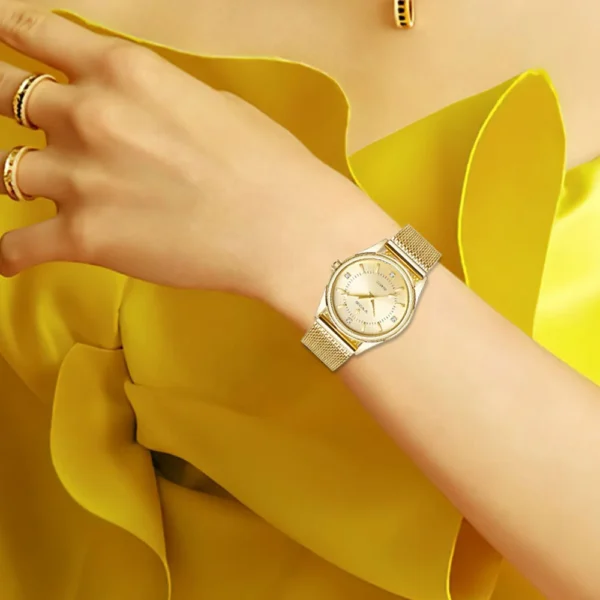 WWOOR Luxury Brand Dress Gold Watch Ladies Elegant Diamond Small Quartz Wrist Watches For Women Steel Mesh Clock zegarek damski - Image 4