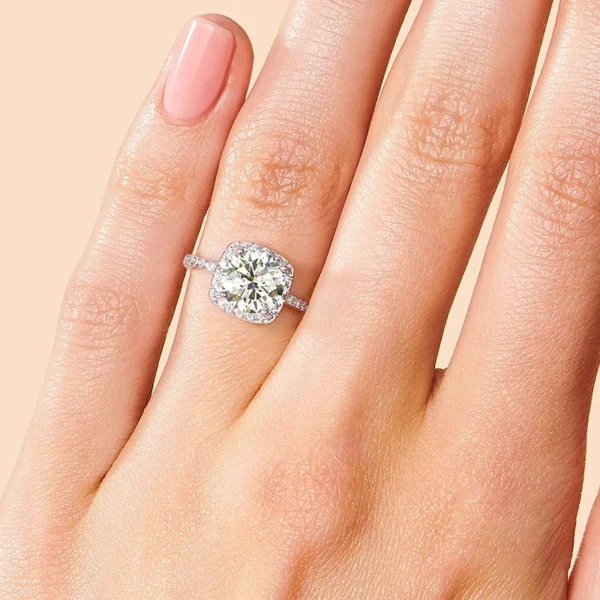 GRA 0.5ct 1ct D Real Moissanite Diamond Wedding Halo square Rings for Women Original 925 Sterling Silver Luxury Fine Jewelry - Image 3