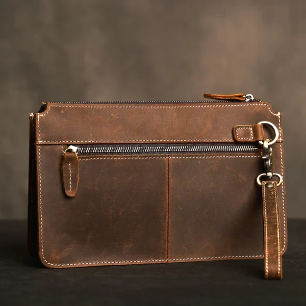 Men Genuine Leather Clutch Bag Cowhide Large Capacity Men Wallets Cell Phone Pocket Passcard Pocket High Quality Wallet For Men - Image 3