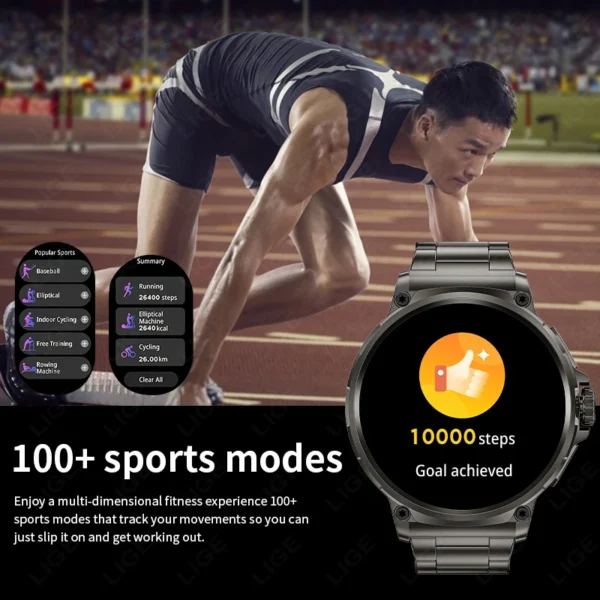 LIGE New 1.85-inch Ultra HD Smart Watch Men Outdoor GPS Tracker Bluetooth Call 710 Mah Large Battery Sports Fitness Smartwatch - Image 5