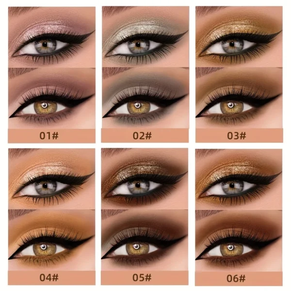 6pcs Liquid Eyeshadow Set,Pearly Glitter Matte Double Ended Eyeshadow,Pearly And Matte Finish,Smooth Delicate Texture Eyeshadow - Image 2
