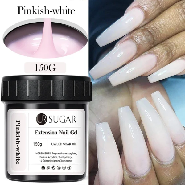 UR SUGAR 150g Building Nail Gel 18 Colors Nail Extension Gel Kit Nude Pink Clear Hard Constructed Gel Nail Strengthener Manicure - Image 4