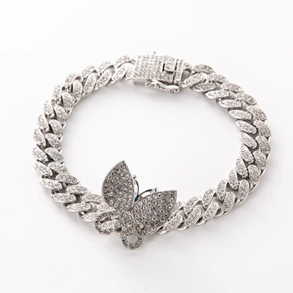 Hip Hop Iced Out 13MM Butterfly Miami Cuban Link Chain Necklaces Women Bling Choker Fashion Jewelry - Image 4
