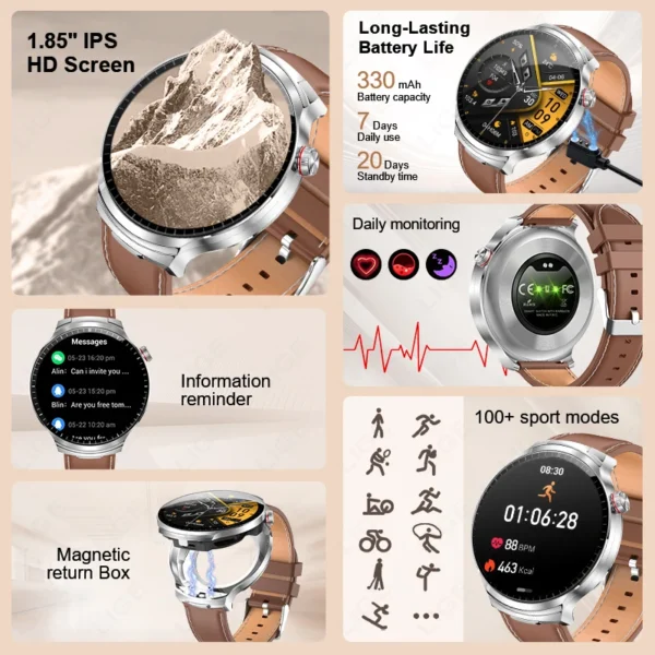 LIGE 2025 New TWS 2-In-1 Headset Smart Watch 1.85" Bluetooth Call Men Earphone Smartwatch Heart Rate Health Monitor Music Watch - Image 5