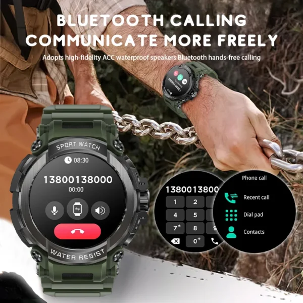 2025 New Men Smartwatch 1.5" HD Screen Military Watch Call IP68 Waterproof 100 Sport Modes Smart Watch with 600mAh Large Battery - Image 3