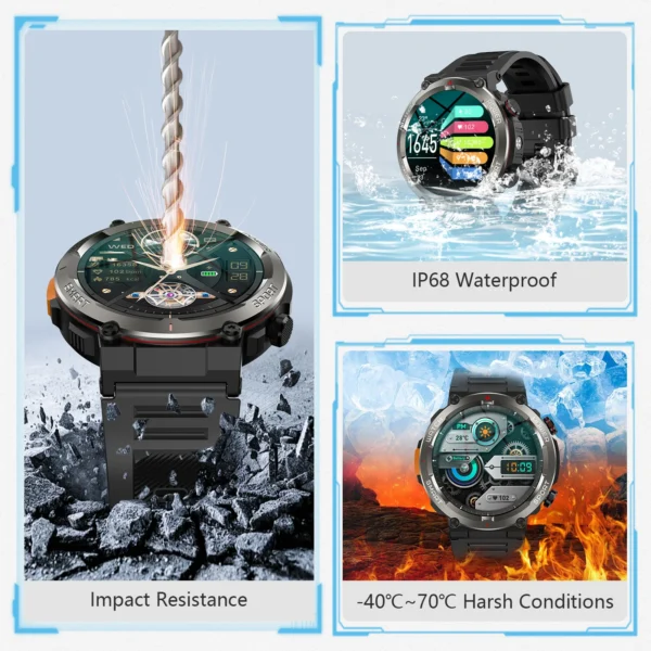 Blackview New IP68 Waterproof Smart Watch with LED Flashlight 960mAh Battery Life Bluetooth Call Outdoor Watches for Man Woman - Image 6