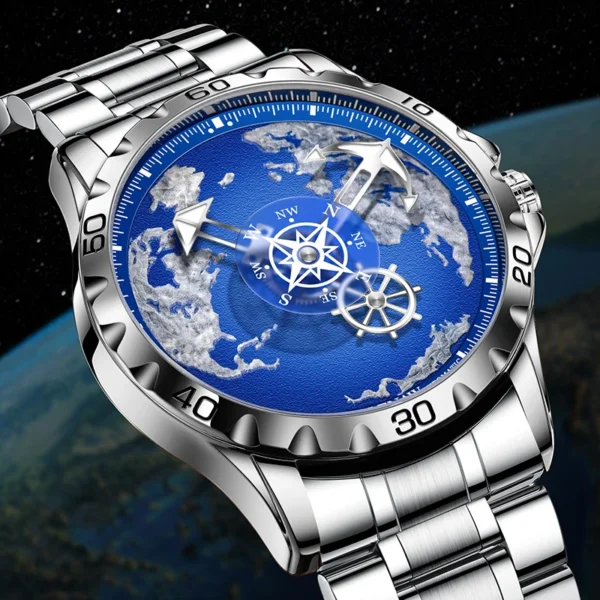 Glenaw Navigator Series Fully Automatic Mechanical Watch Gold and Silver Dual Color Globe and Casual High-end Watch - Image 2