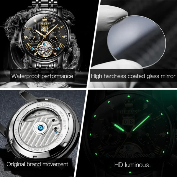 OLEVS Classic Men's Watches Tourbillon Multi-function Full Automatic Men Watch High end Male Wristwatches - Image 4