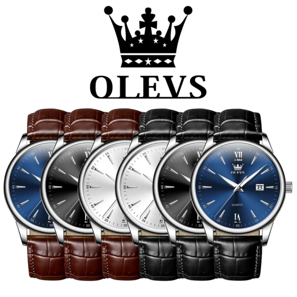 OLEVS High Quality Luxury Quartz Men Watch Original Leather Strap Waterproof Fashion Watches for Men Classic Men's Wrist Watches - Image 6