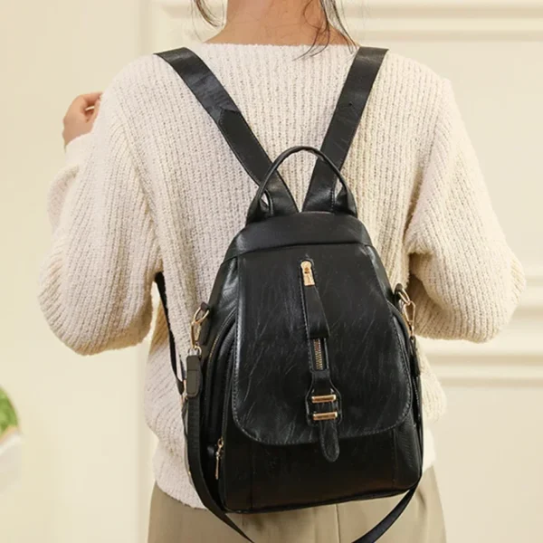 Women Leather Backpacks Vintage Shoulder Bag Female Backpack Ladies Travel Backpack Mochila School Bags for Girls Bagpack - Image 3