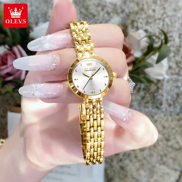 OLEVS Luxury Top Brand Women's Watches Elegant Fashion Gold Watch for Women Original Simple Quartz Waterproof Wristwatch Ladies - Image 3