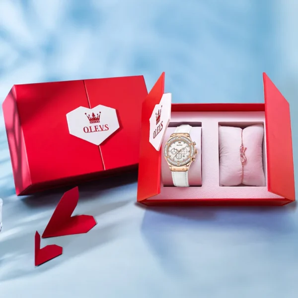 OLEVS Women's Watches Zirconium Diamonds Dazzling With Multifunctional Dial Elegant Fashion Original Quartz Watch for Ladies - Image 4